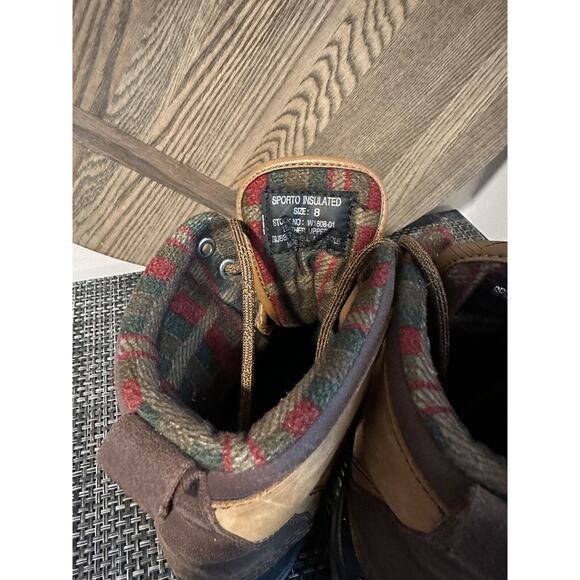 VTG Sporto Women's Size 8M Shoes Brown Black Leather Lace Up Duck Rain Boots - Picture 6 of 6